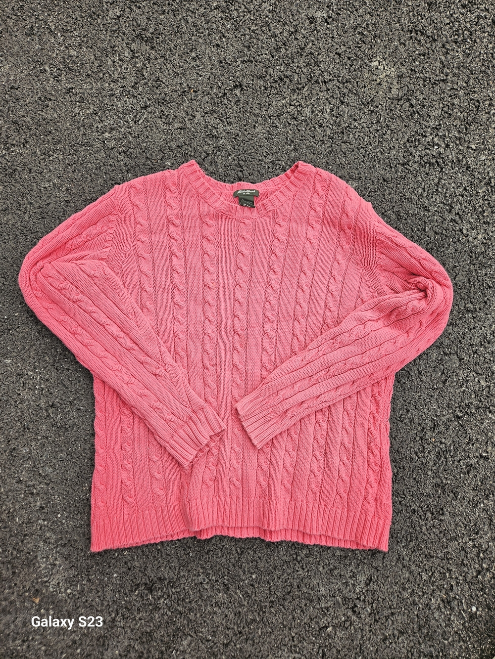 Eddie Bauer Pink Cable Knit Crewneck Sweater